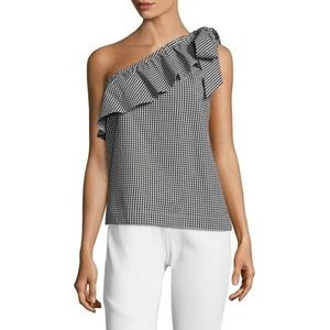 Vineyard vines gingham one shoulder bow top